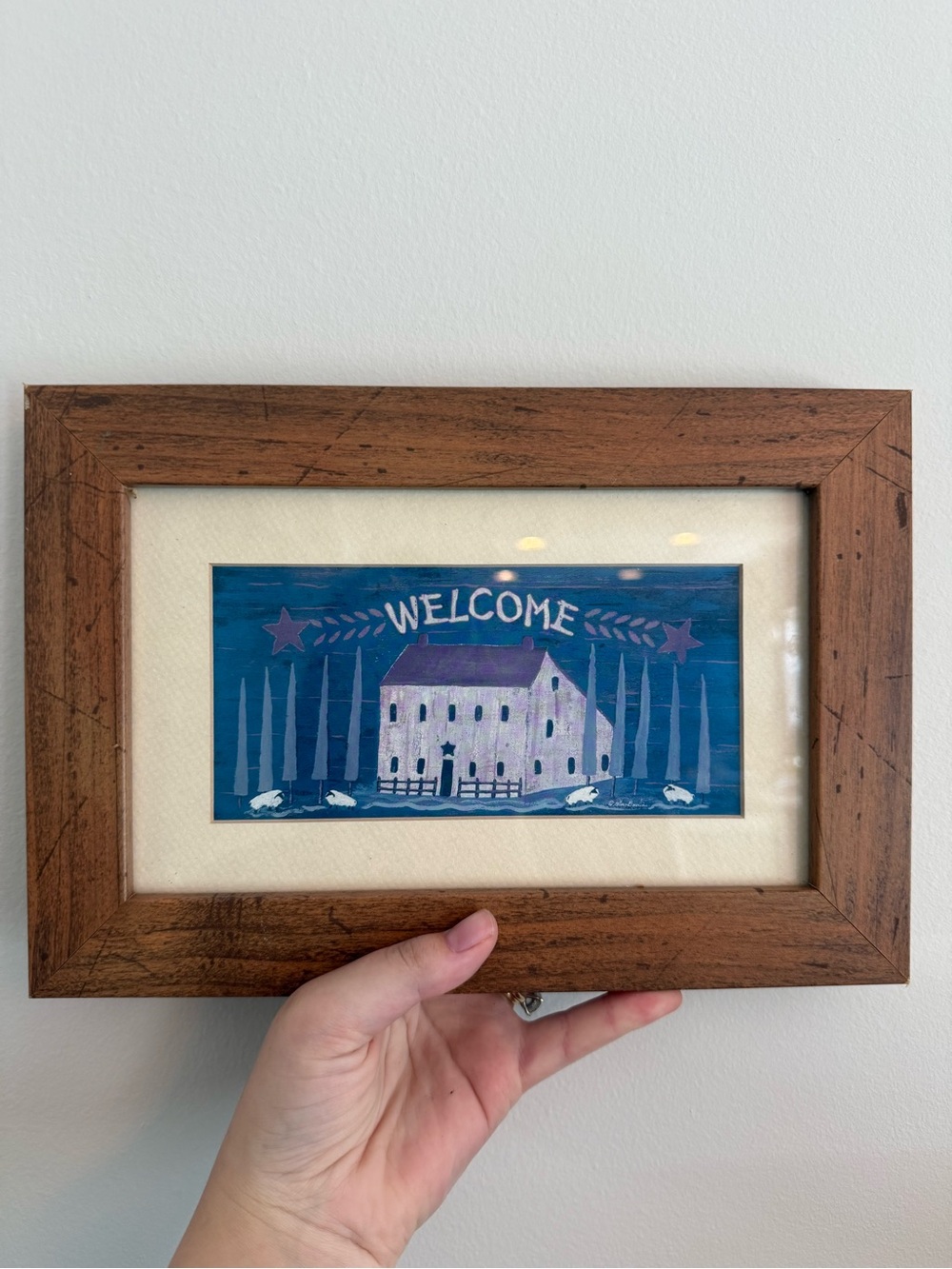 Vintage Welcome Framed Folk Art Print